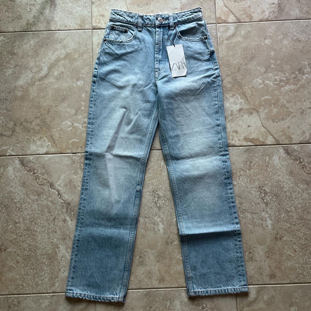 Zara High Rise Straight Leg Jeans